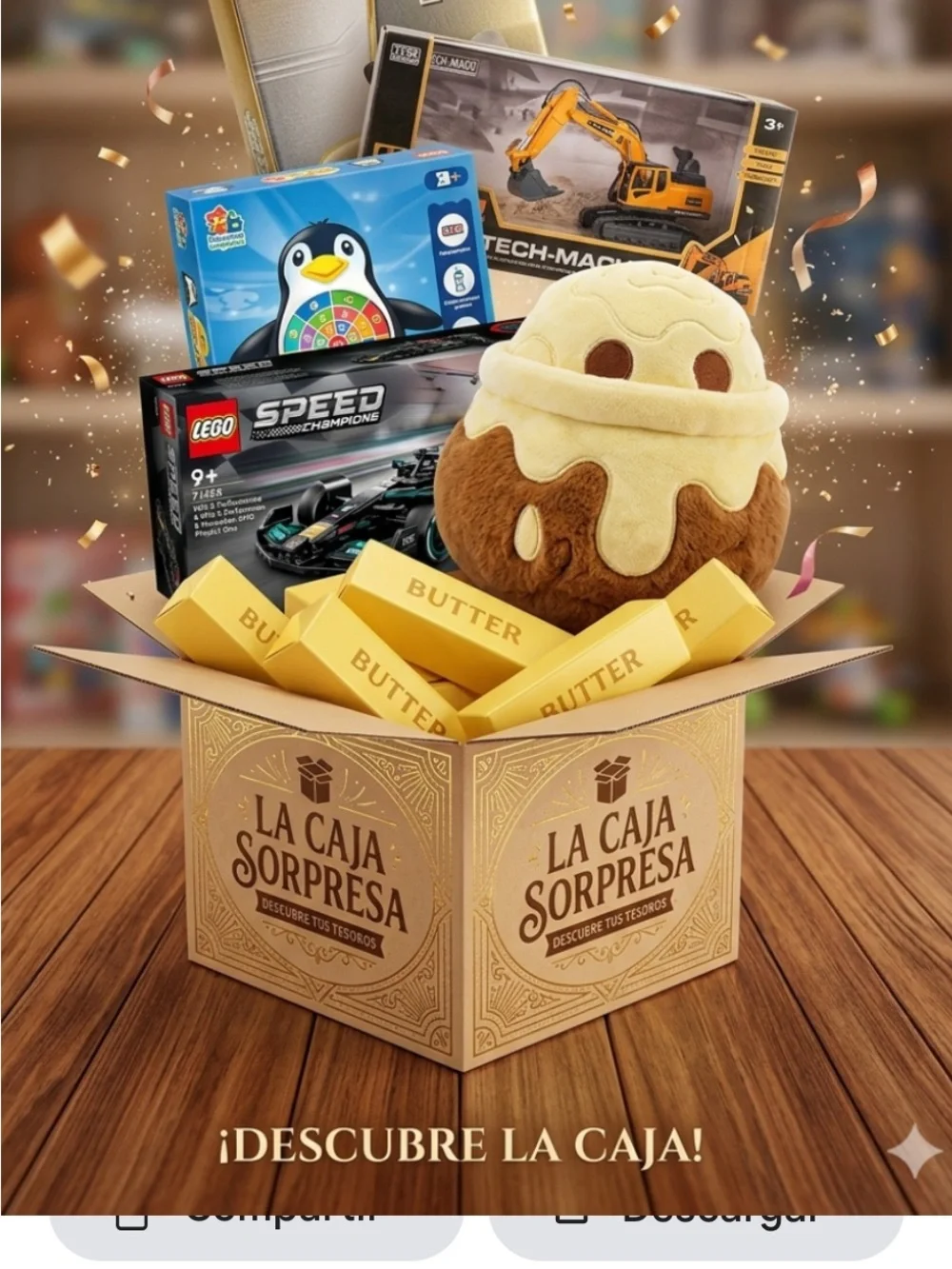 Kids Toys Surprise Box with Brown & Cream Plush